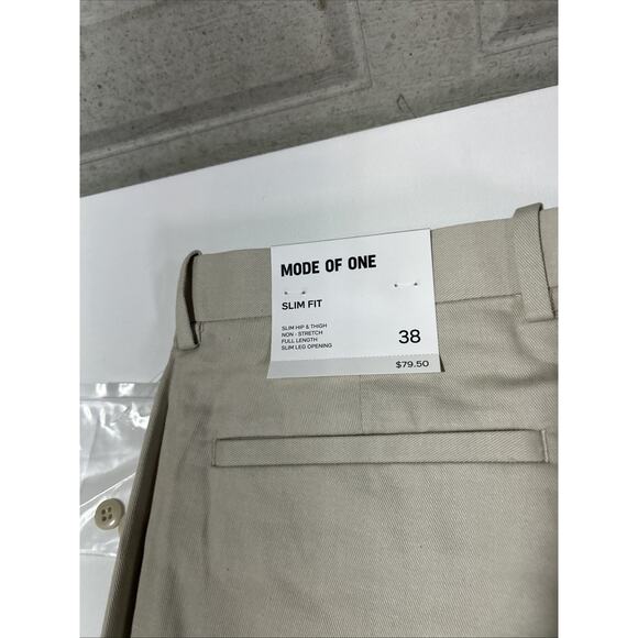 NWT Mode of One Men's Slim-Fit Suit Pants Dark Ecro Khaki Linen W38 MSRP$79.50 - Picture 5 of 10